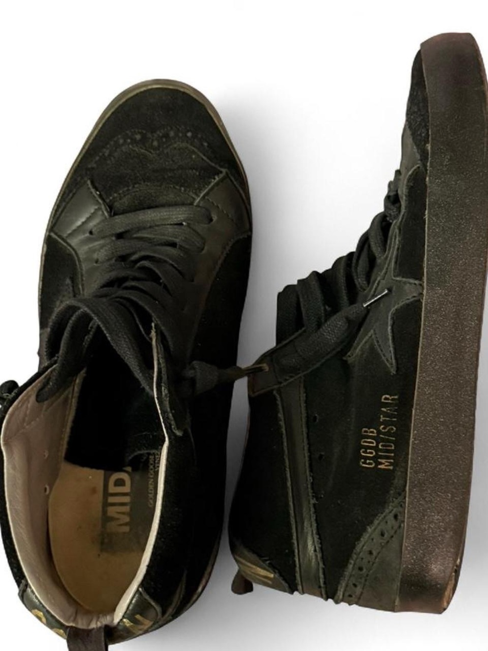Golden Goose Black High-Top Mid Star Suede & Leather Sneakers - Picture 1 of 7